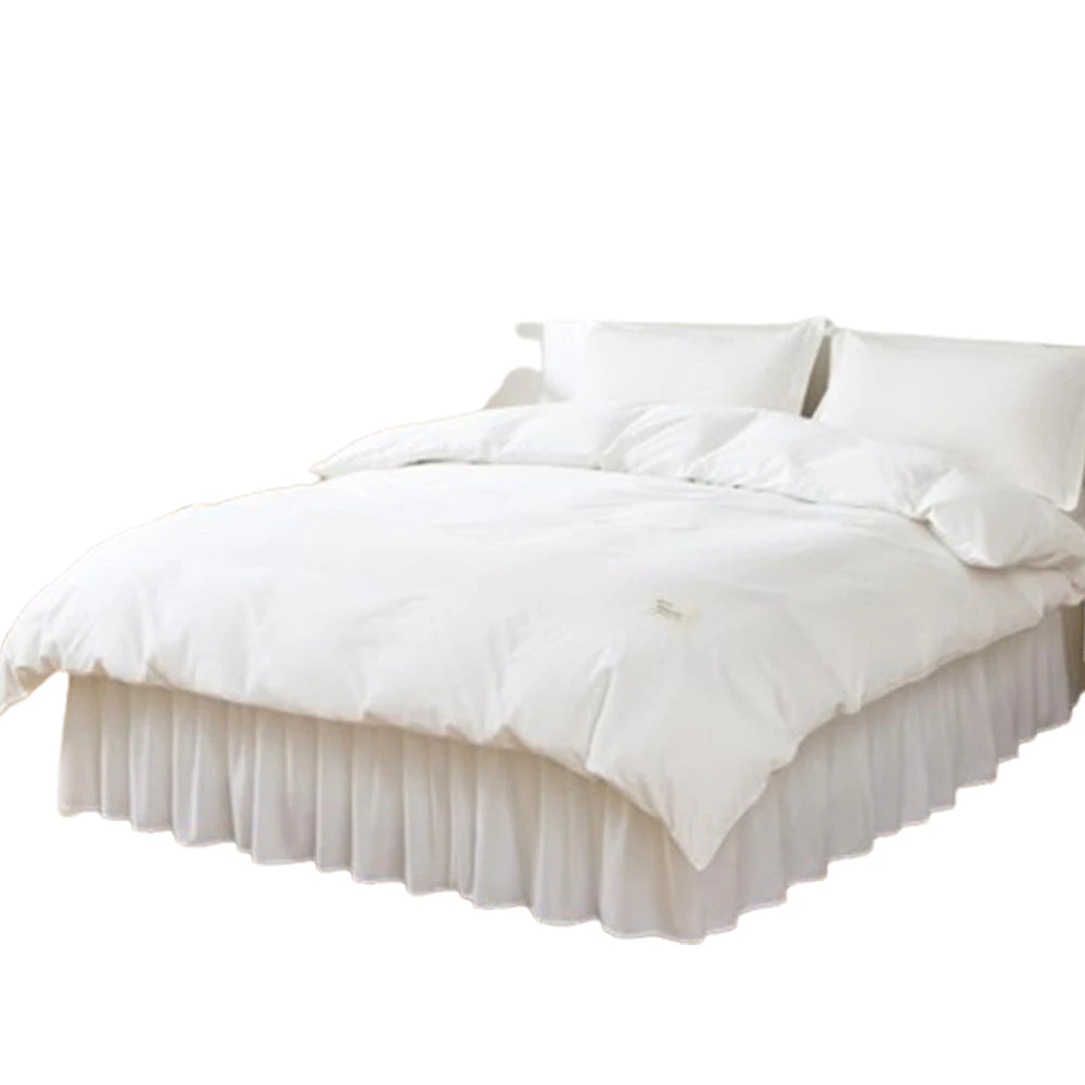 Wrap Around Bed Skirts Dust Ruffles Bed Skirt with Adjustable Elastic Belt White