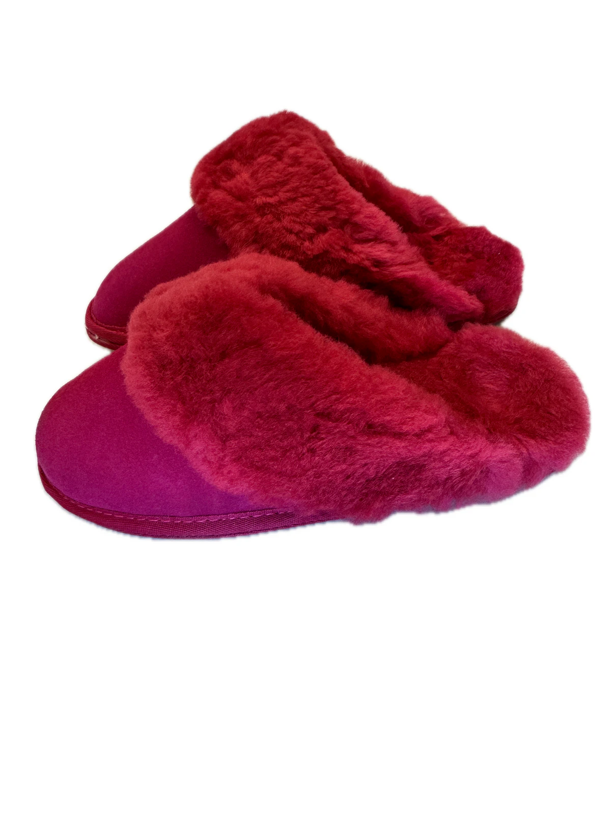 100% Sheepskin Moccasin Slippers Winter Genuine Scuffs Slip On UGG in Red