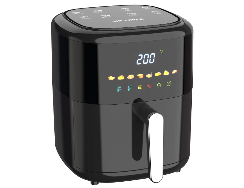 YOPOWER 6L Air Fryer Healthy Cooker Oven Fryer LED Airfryer Oil Free Kitchen 1350W Black