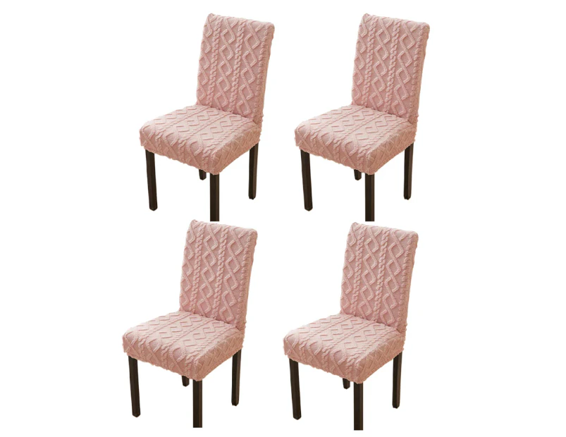 Set of 4Pcs Stretch Dining Room Chair Covers Jacquard Chair Slipcovers Removable Washable Pink