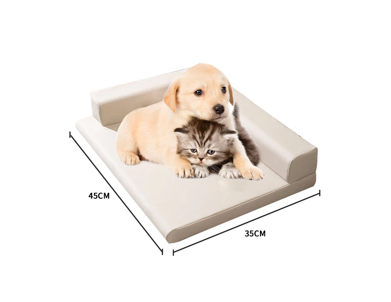 L-Shaped Supportive Dog Bed with Neck Protection, Washable, Durable, Non-Slip Base