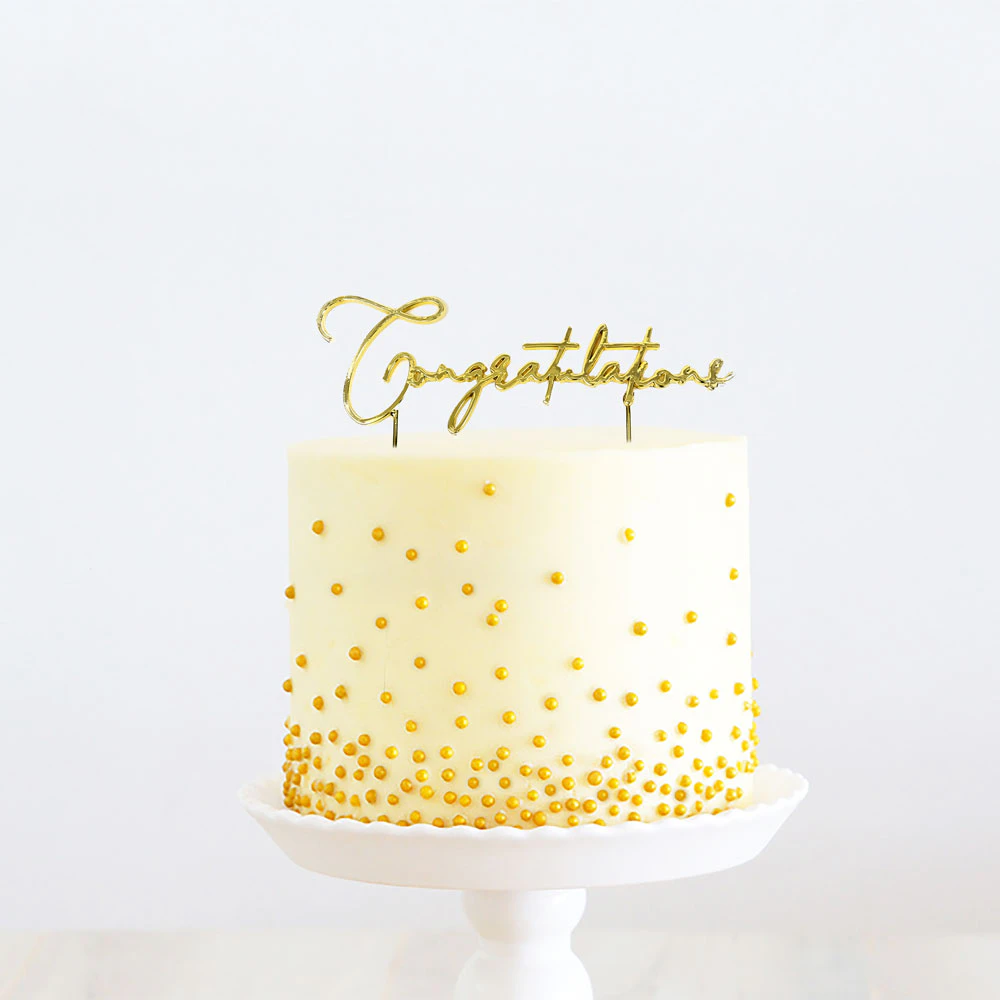 Cake & Candle Gold Metal Cake Topper Congratulations Cake Decorations