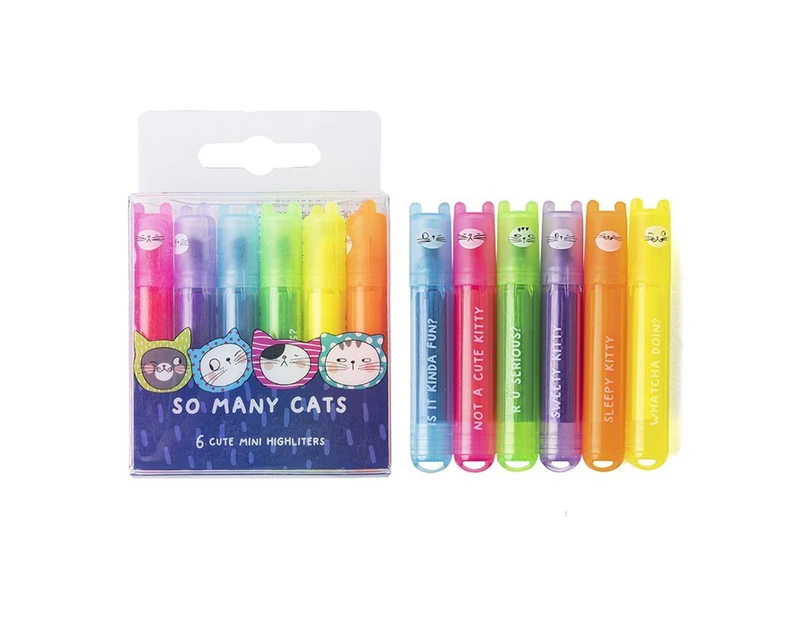 6pcs So Many Cats Cute Scented Mini Highlighter Pens