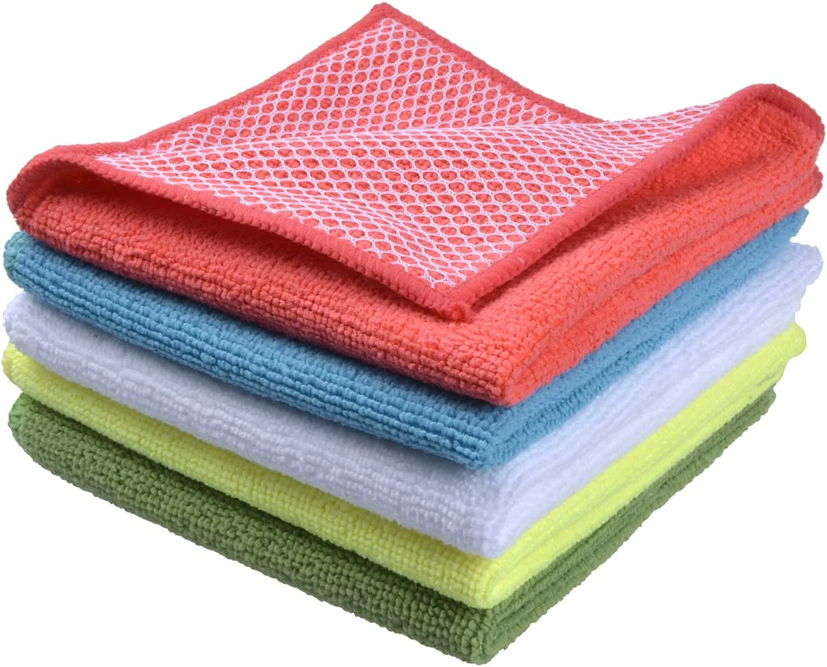 5 Microfiber Dishwashing Cloths, Kitchen Dish Cleaning Cloth, Random Color