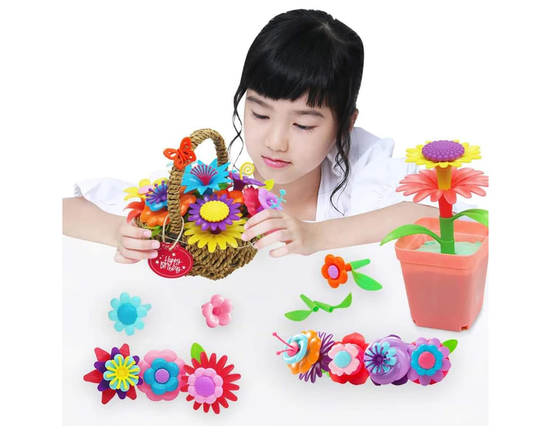 Children's Flower Garden Toys, Flower Building Blocks for Children's Building Toys, Children's Outdoor Toys DIY Bouquet Set