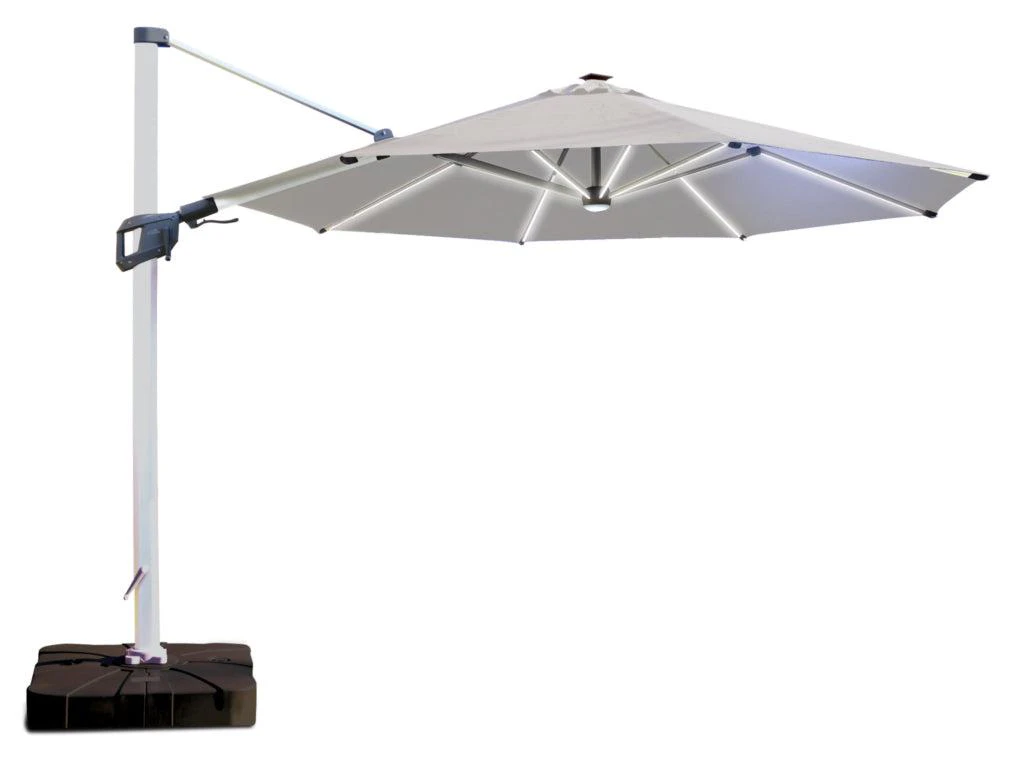 Coolaroo Brighton 3.5m Round LED Cantilever Umbrella - Steel