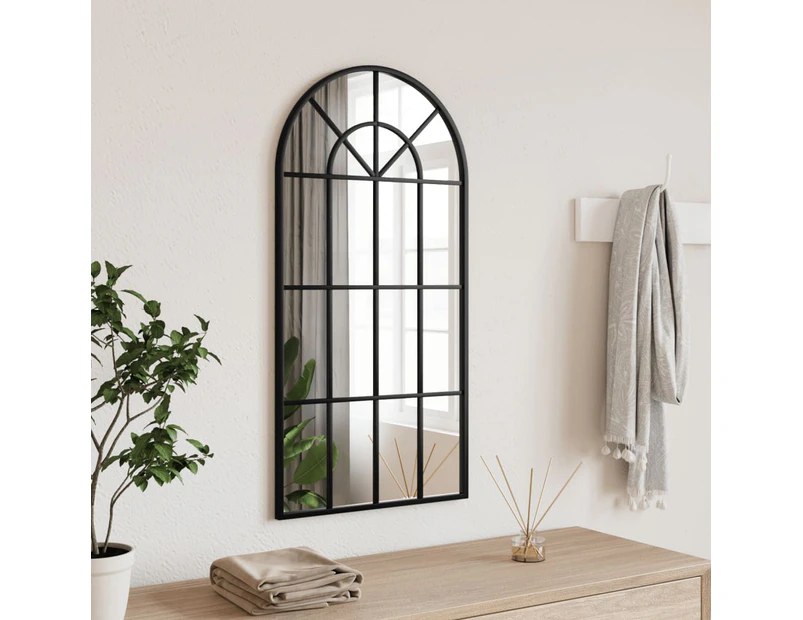 vidaXL Wall Mirror Black 40x80 cm Arch Iron