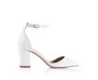 Enzo Closed Toe Block Heels - White Smooth