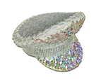 Jewelled Festival Hat (White with AB Crystals & Sequins) - Adult One Size