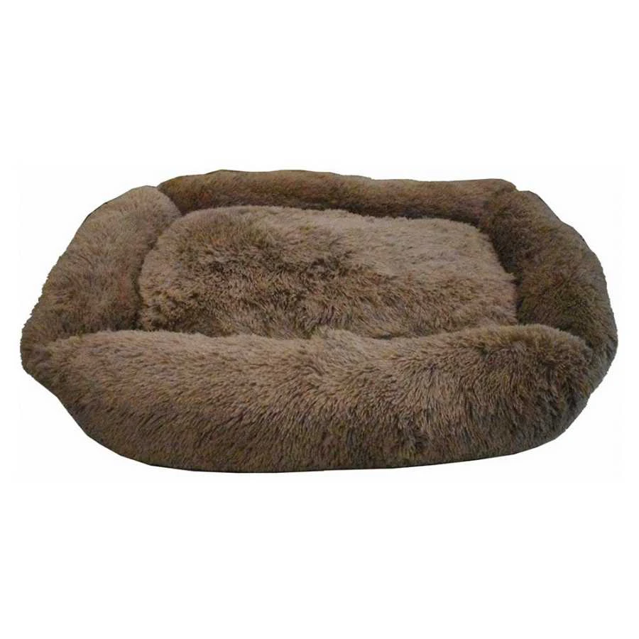 Snuggle Pals Calming Rectangle Cuddler Pet Bed - Brown