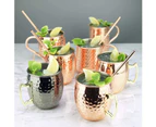 Moscow Mule Mugs - Set of 4 -100% Handcrafted Solid  Mugs, 18.5 oz Copper Cups ,Pure Copper Plating & Gold Brass Handles.3.7 inches Diameter x 4 -Copper