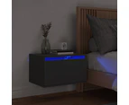 vidaXL Wall-mounted Bedside Cabinet with LED Lights Black