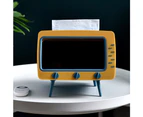 Creative 2 In 1 TV Shape Tissue Box with Mobile Phone Holder Blue and Yellow