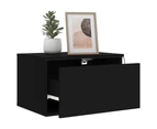 vidaXL Wall-mounted Bedside Cabinet with LED Lights Black