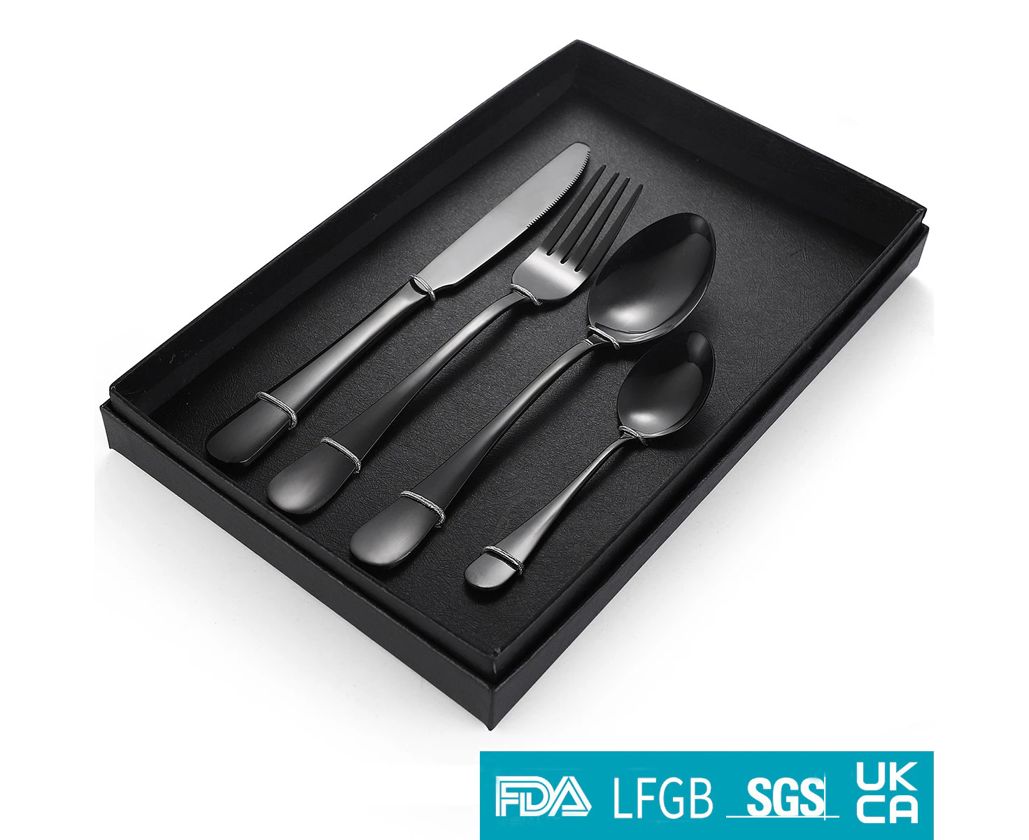 OHPA Flatware Set Stainless Steel Cutlery Four-piece Tableware Set - Black