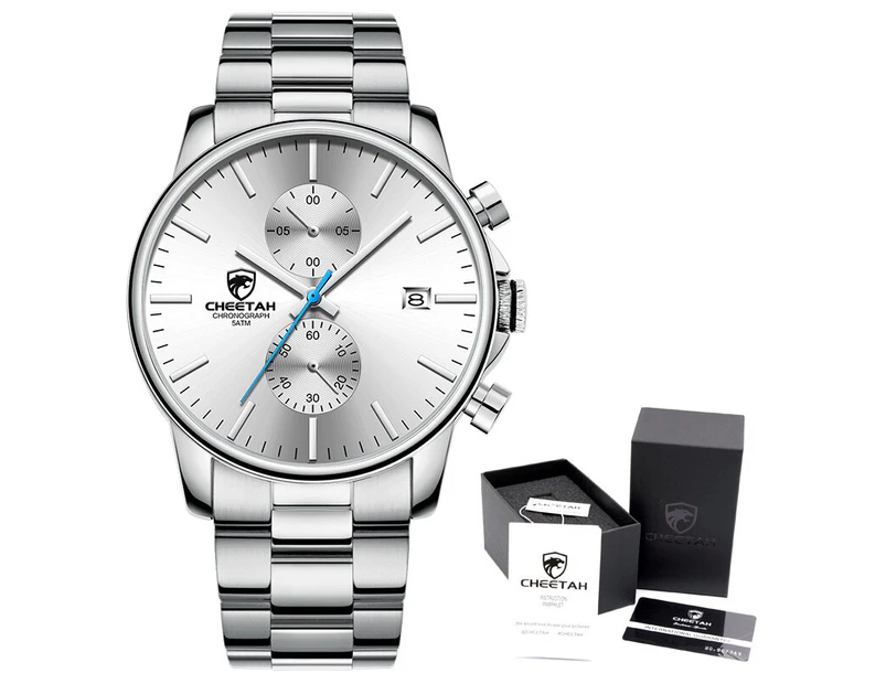 CHEETAH Mens Watches Top Brand Stainless Steel Waterproof Quartz Wristwatch Date Sport Watch For Men Gold Clock With Box