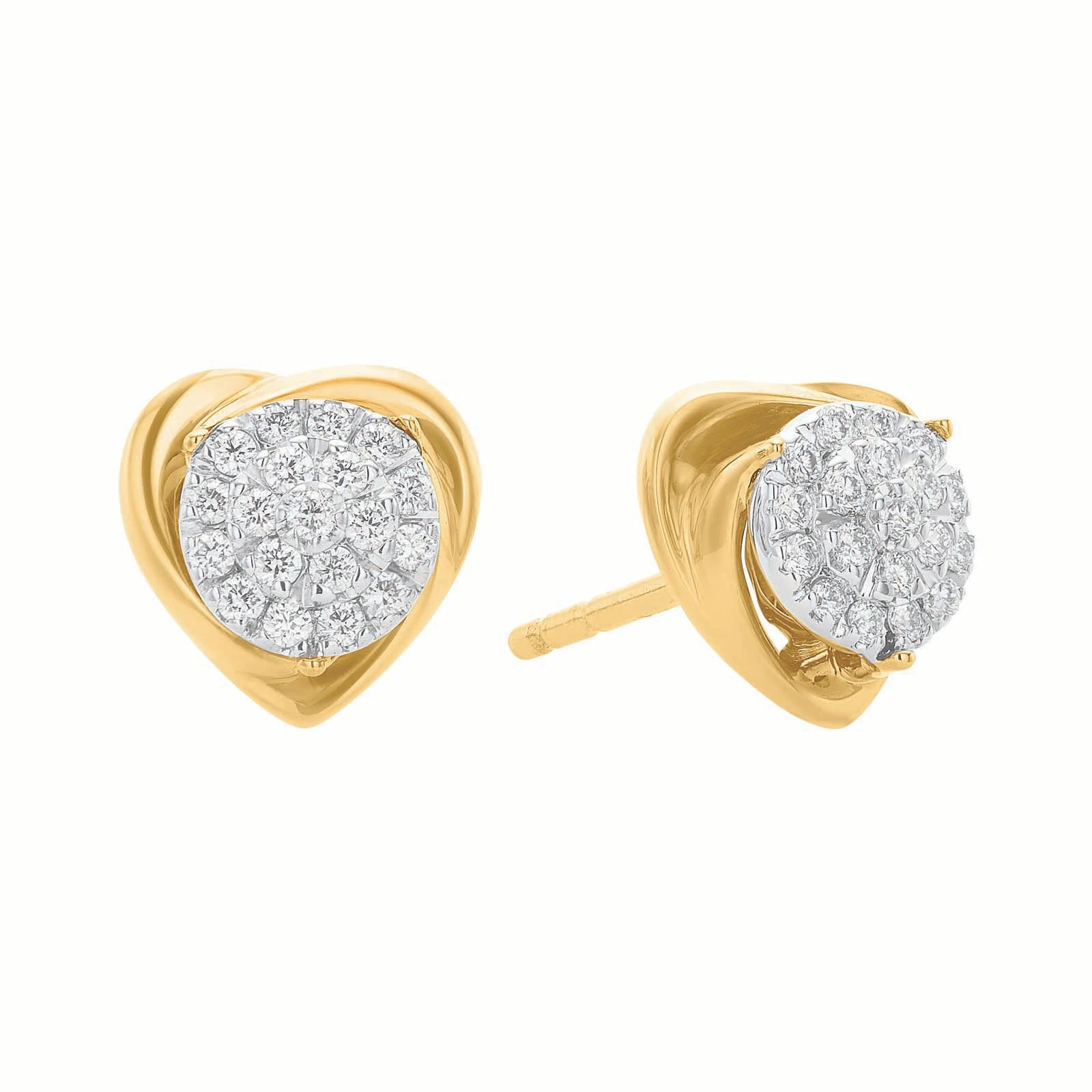 9ct Two Tone Gold Round Brilliant Cut 0.10 Carat tw of Diamonds  Stud Earrings