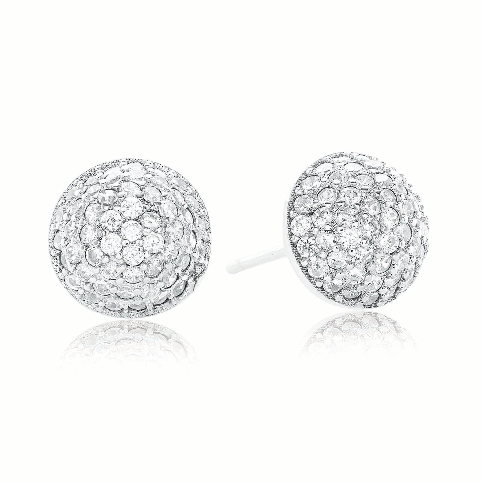 Sterling Silver Cubic Zirconia Ball  Stud Earrings