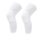 2Pcs Knee Brace Unisex Lengthened Honeycomb Anti Collision Compression Knee Sleeve For Basketball White M For 160‑175Cm Height
