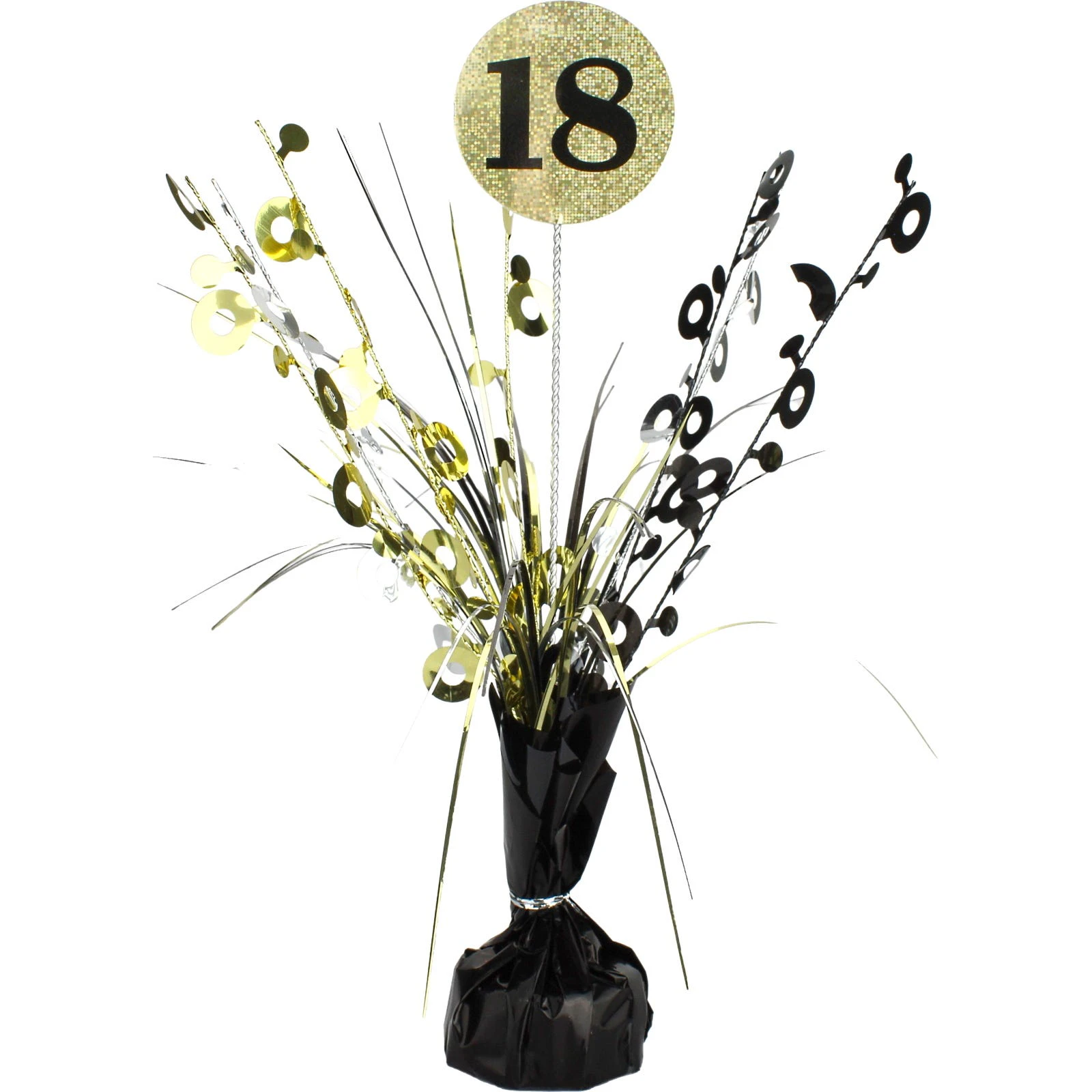 Prismatic Black and Gold 18th Birthday Spray Centrepiece