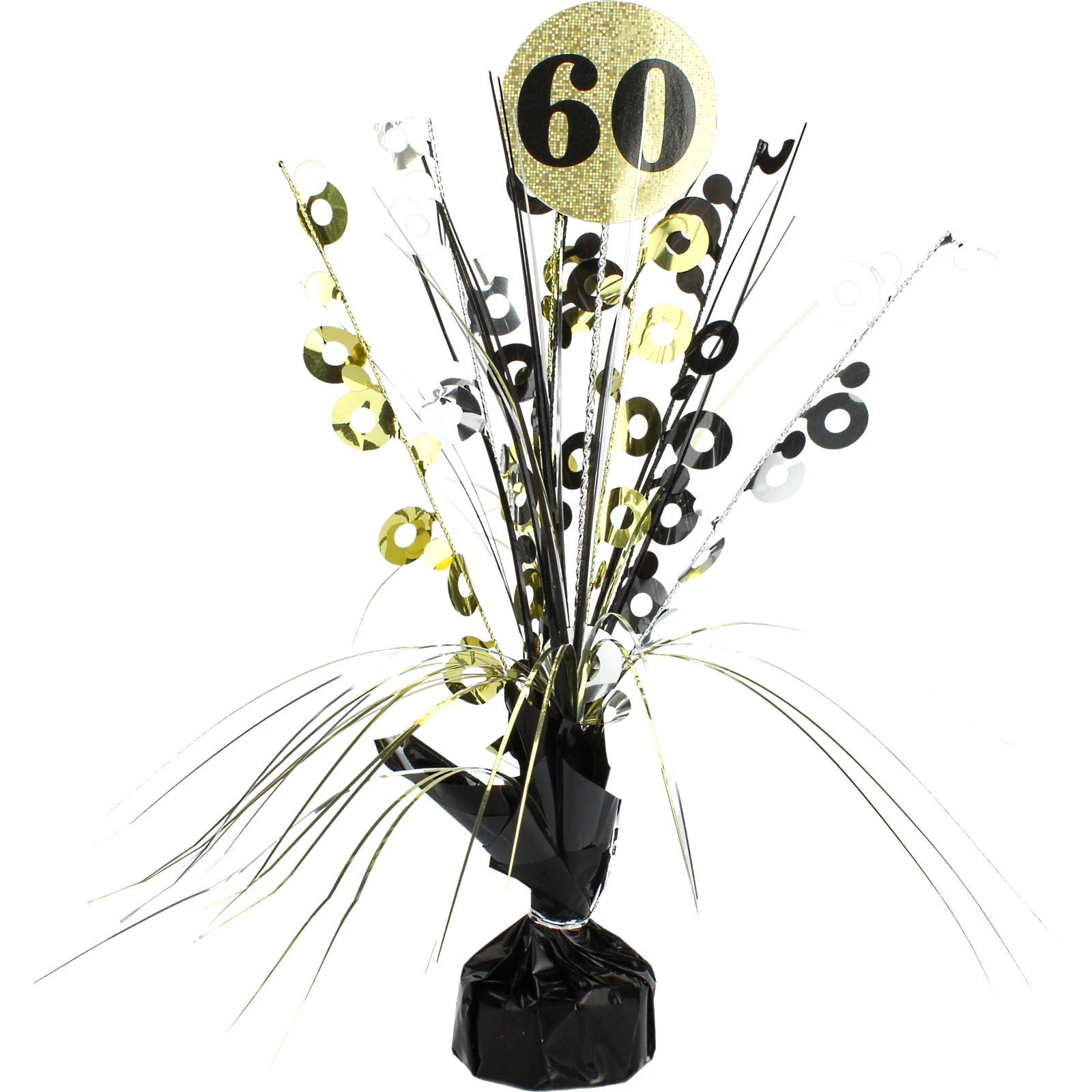 Prismatic Black and Gold 60th Birthday Spray Centrepiece