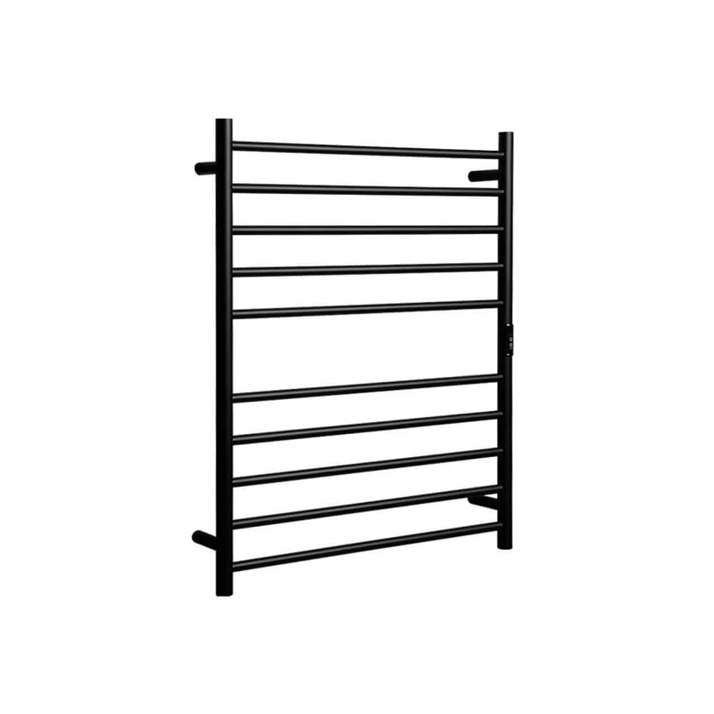 HOTWIRE Hotwire Heated Towel Rail - Round Bar (H900mmxW700mm) with Timer - Black