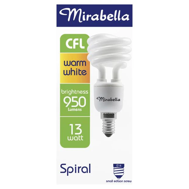 Mirabella E14 13W Spiral CFL Bulb - Warm White