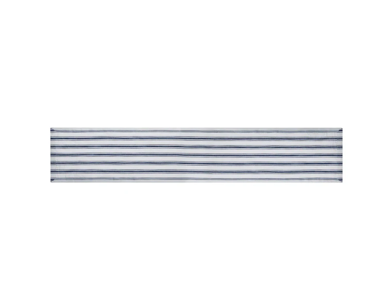 Mikasa Navy Stripe Cotton / Linen-Blend Dining Table Runner, 230 x 34cm