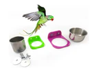 Stainless Steel Food Water Feeding Bowl Cup Bird Parrot Feeder Pet Cage Supplies-Random Color