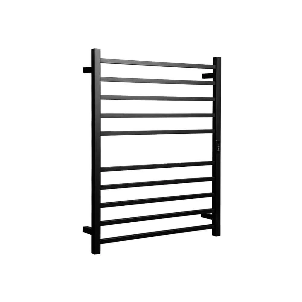 HOTWIRE Hotwire Heated Towel Rail - Square Bar (H900mmxW700mm) with Timer - Black