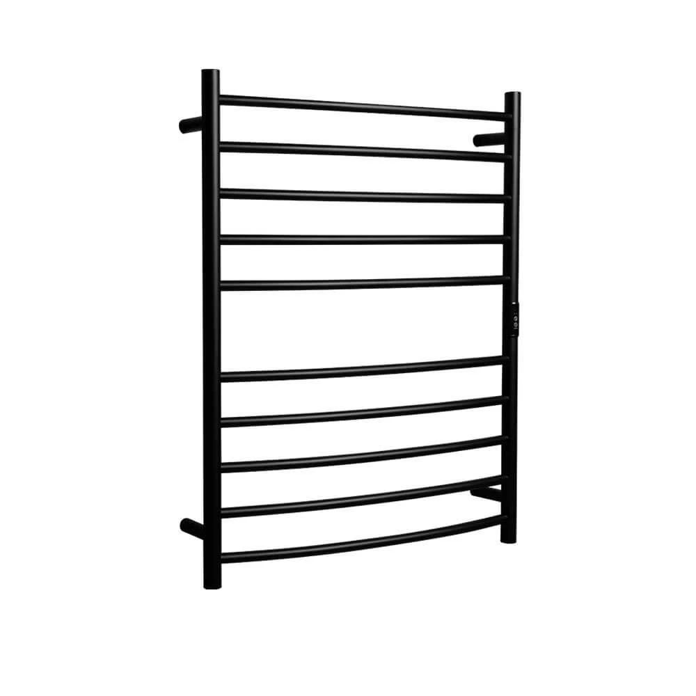 HOTWIRE Hotwire Heated Towel Rail - Curved Round Bar (H900mmxW700mm) with Timer - Black