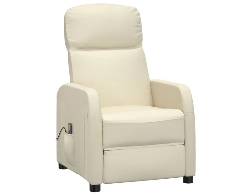 vidaXL Massage Chair Cream White Faux Leather