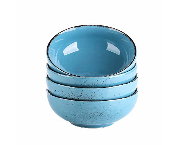 Navia Blue Sea Cereal Ramen Bowl Set of 4-6.7 " Large Serving up to 800ml 28oz 17 x17 x 6.5cm