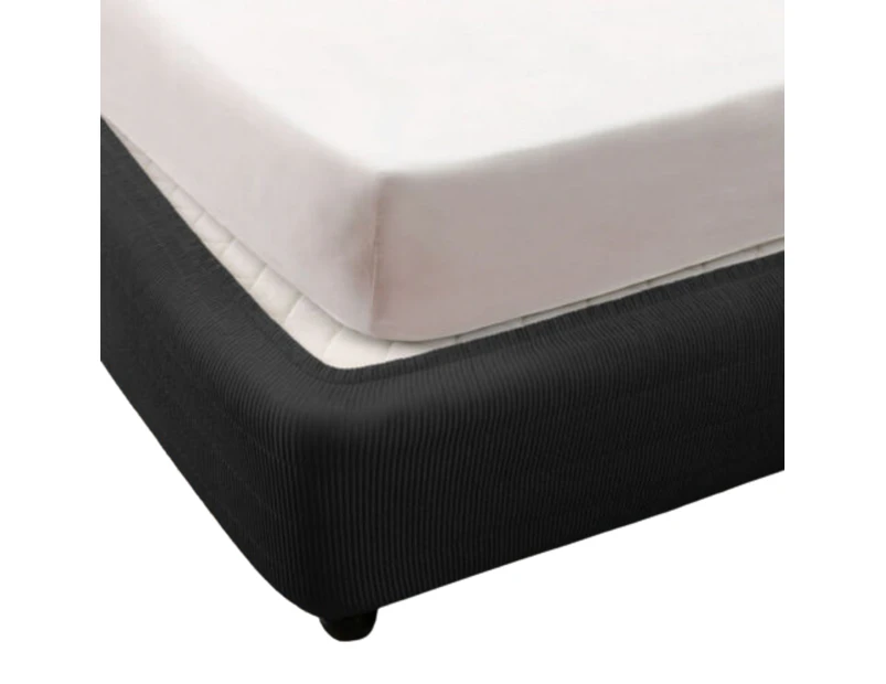 Easy Fit Quilted Elastic Fitted Valance Box Spring Cover Bed Skirt - Black