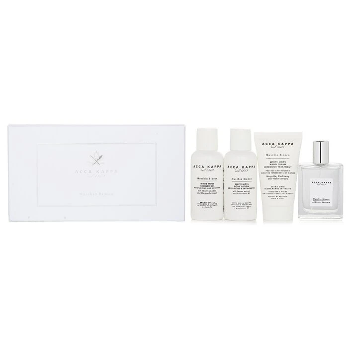 Acca Kappa White Moss Gift Set: 1x EDC Spray 50ml, 1x Shower Gel 100ml, 1x Body Lotion 100ml, 1x Hand Cream 75ml 4pcs