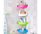 Triangle Double Sucker Wall Corner Shelf Rack Bathroom Kitchen Storage Organizer-Green