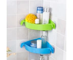 Triangle Double Sucker Wall Corner Shelf Rack Bathroom Kitchen Storage Organizer-Green