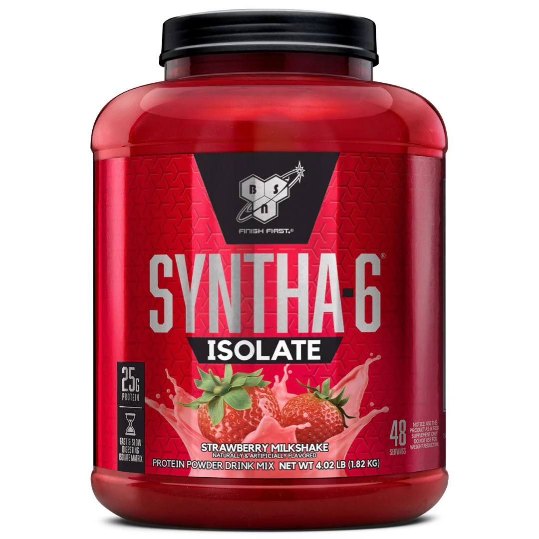 BSN Syntha-6 100% Isolate Protein Powder WPI 4.02 lb (1.82 kg) - Strawberry Milkshake