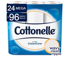 Cottonelle Ultra CleanCare Toilet Paper, 24 Mega Rolls (=96 Regular Rolls)