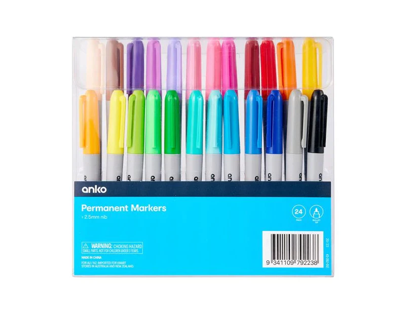 Permanent Markers, 24 Pack - Anko