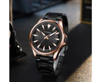 CURREN Casual Business Quartz Watches for Man Stainless Steel Band Black Wristwatches with 44 mm Dial Luminous Hands