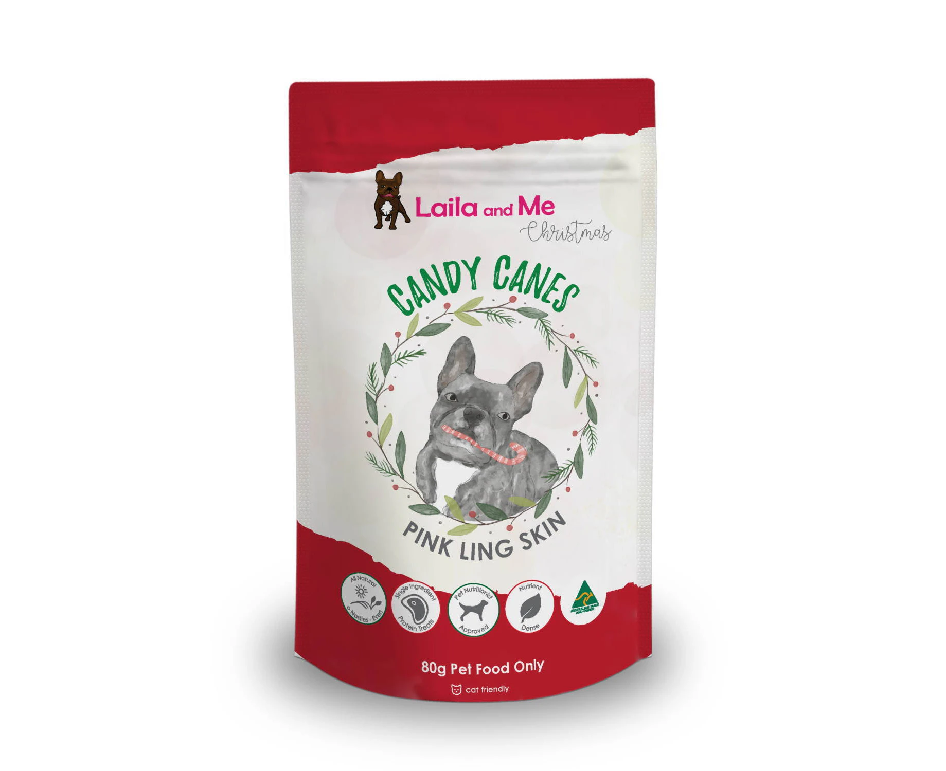 Laila & Me Candy Canes Fish Twist Treats for Cats & Dogs 80g