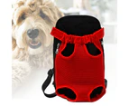 Outdoor Travel Breathable Dog Backpack Head Out Chest Front Carrier Bag - Red