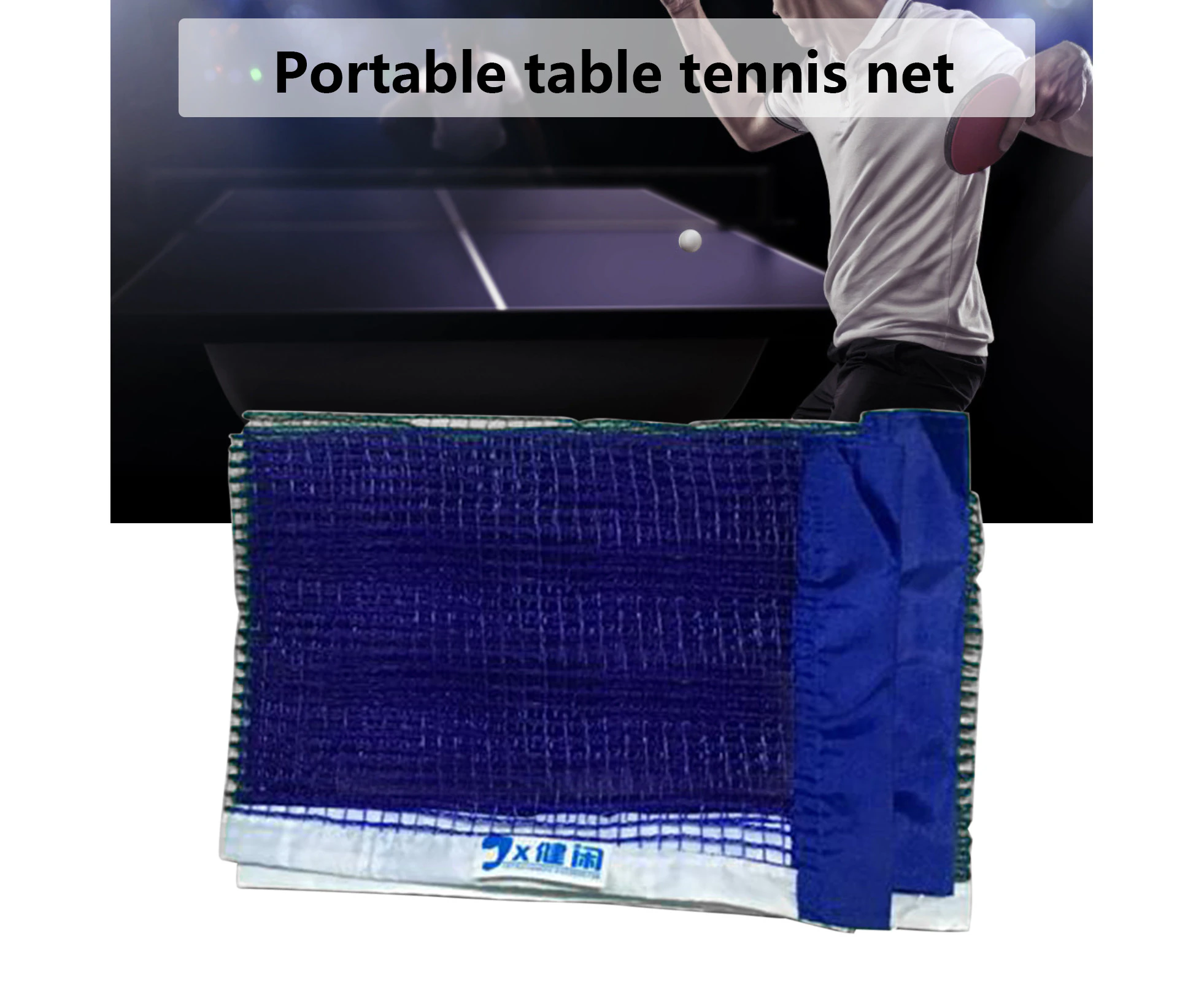 Nylon Table Tennis Net Foldable Wear-resistant Sturdy Ping Pong Net for Indoor Blue