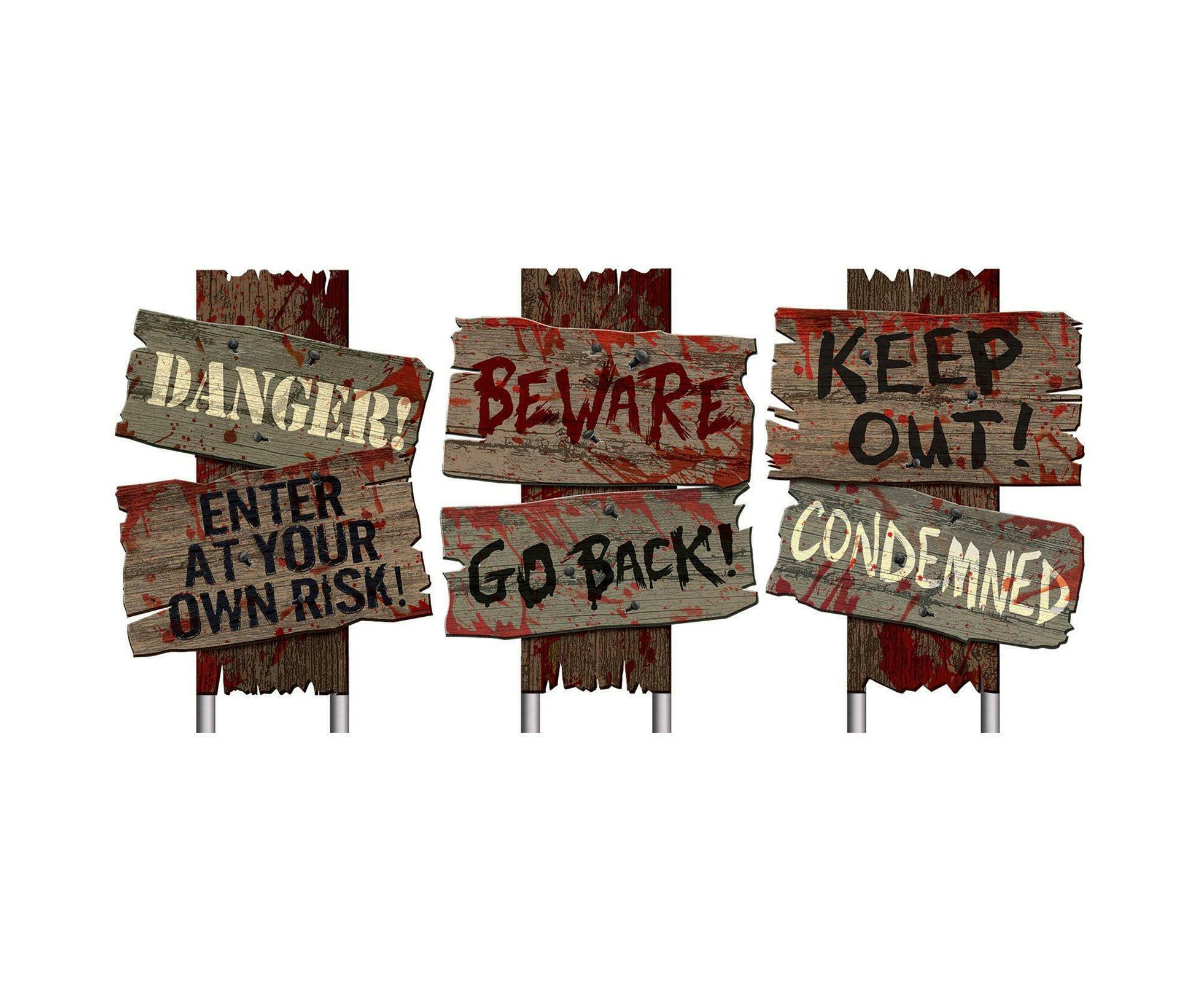 3Pcs Halloween Sidewalk Signs Party Decorations Yard Garden Haunted House Warning