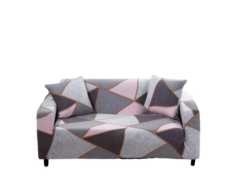 Anyhouz 4 Seater Sofa Cover Gray Pink Geometric Style and Protection For Living Room Sofa Chair Elastic Stretchable Slipcover