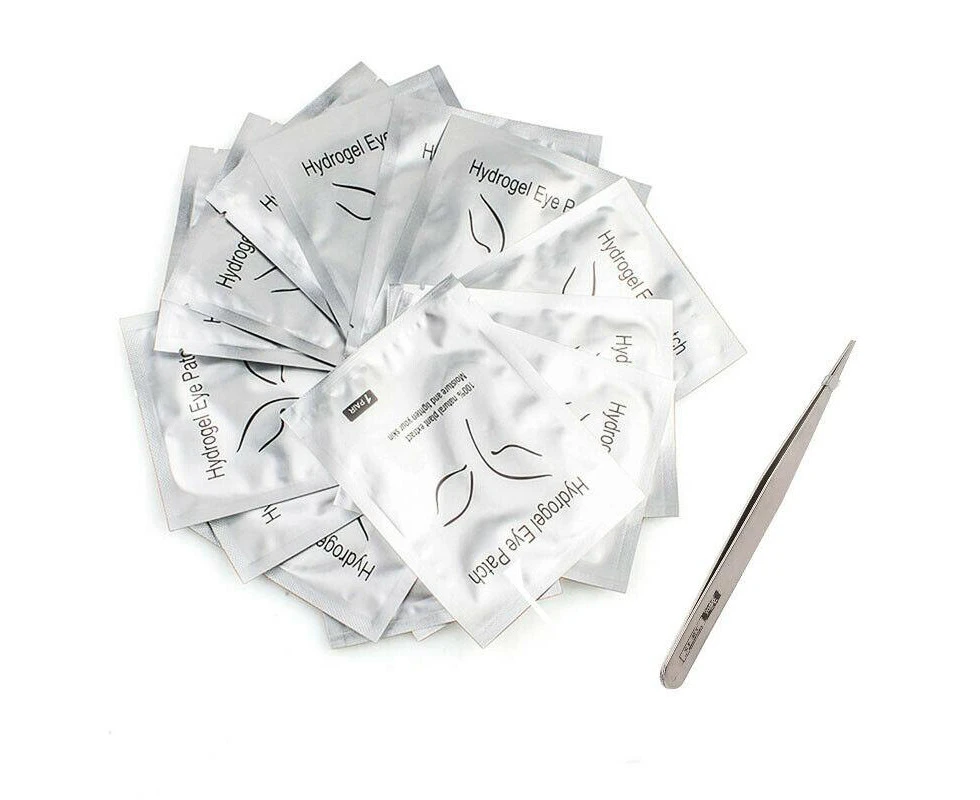 200 Pairs Under Eye Curve Eyelash Pads Gel Patch Lint Free Lash Extension with 1 Tweezer