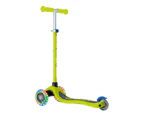 Globber Primo V2 scooter with Lights and Griptape - Lime Green/Navy Blue