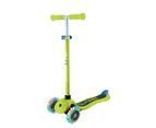 Globber Primo V2 scooter with Lights and Griptape - Lime Green/Navy Blue