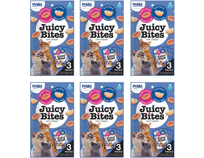 6PK Inaba 33g Juicy Bites Tuna & Chicken Flavour Cat/Kitten Pet Food/Treat Pack